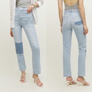 NWT Reformation Cynthia Patch High Rise Straight Jeans